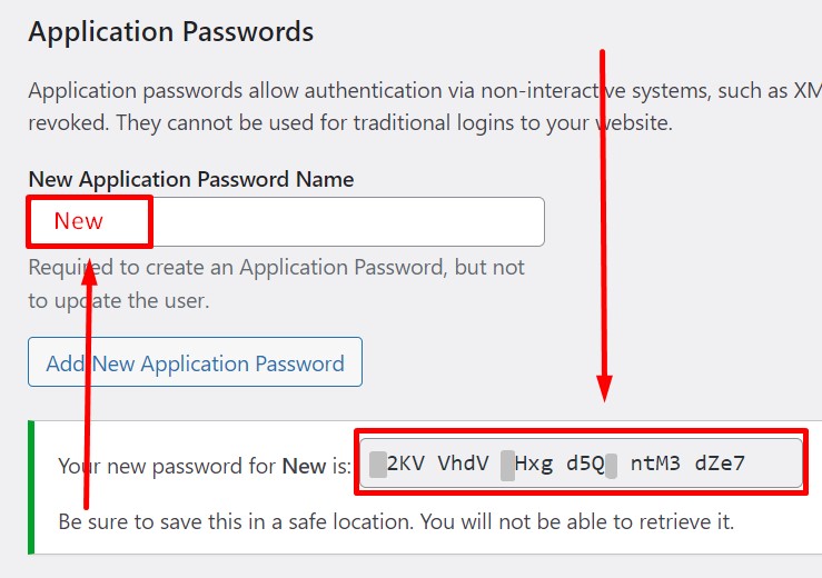 Save wp application password